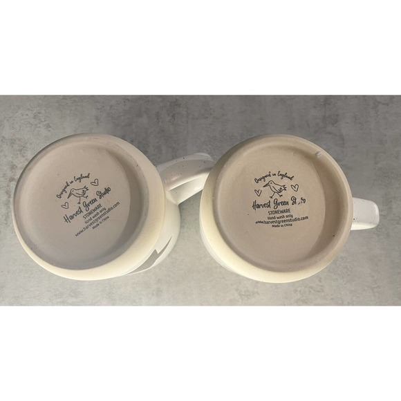 Cream & Speckled Mugs with Bronze Colored Star & Heart (Set of 2) - Picture 10 of 13